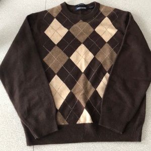 Brown argyle cashmere sweater